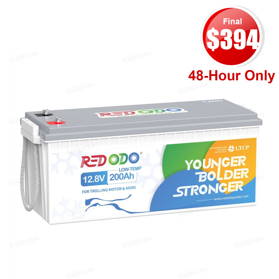 【Final $394】Redodo 12V 200Ah Low Temp Lithium Battery | 1280W Load Power | For RV, Solar, Off-Grid