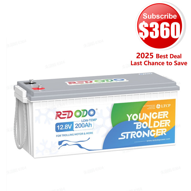 🔥【$360 After Subscribe】Redodo 12V 200Ah Low Temp Lithium Battery | 1280W Load Power | For RV, Solar, Off-Grid