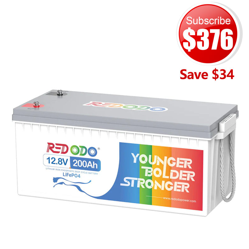 🔥【$376 After Subscribe】Redodo 12V 200Ah Lithium LiFePO4 Battery | 1280W Load Power | For RV, Solar, Off-Grid
