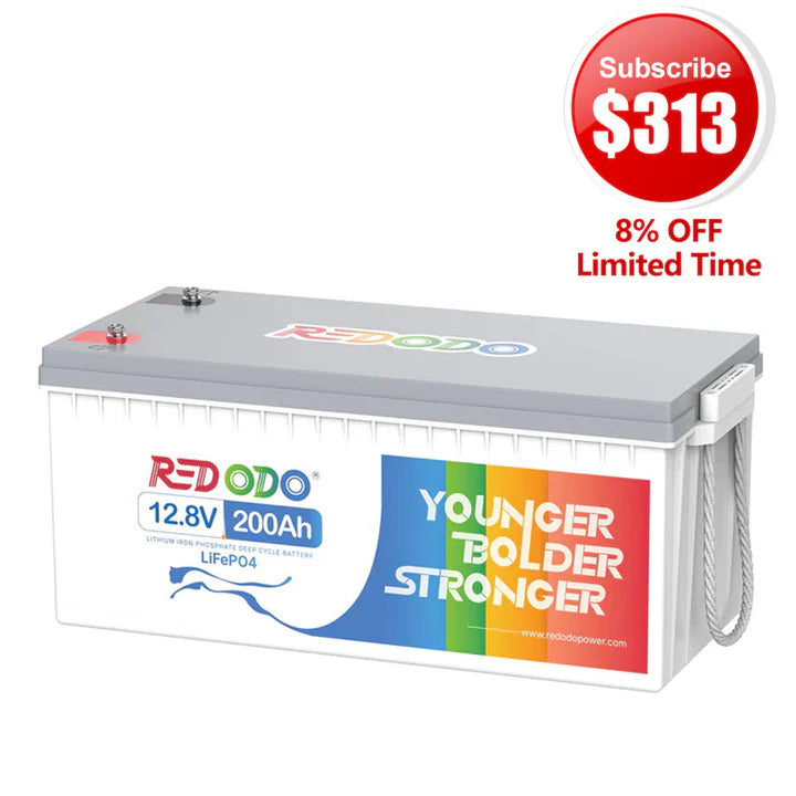 🔥【Subscribe for $313】Redodo 12V 200Ah Lithium LiFePO4 Battery | 1280W Load Power | For RV, Solar, Off-Grid