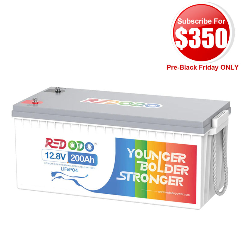 【$350 After Subscribe】Redodo 12V 200Ah Lithium LiFePO4 Battery | 1280W Load Power | For RV, Solar, Off-Grid