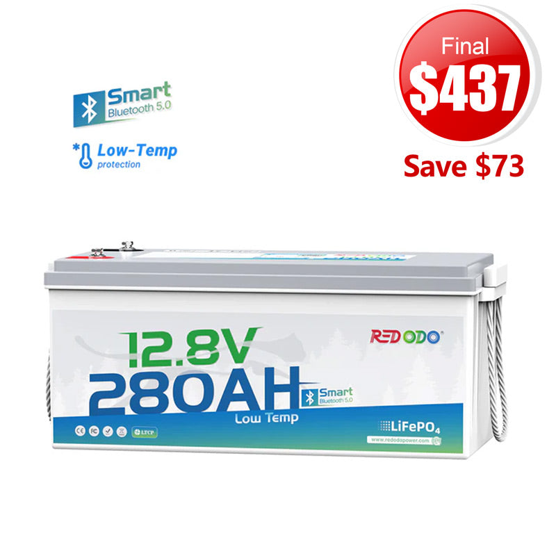 🔥【Final $437】Redodo 12V 280Ah Bluetooth Lithium Battery | Low Temp Protection | For RV, Marine, Solar