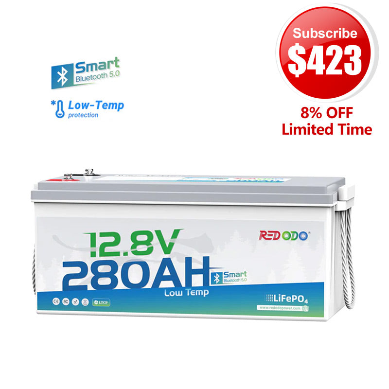 ⚡【Flash Deal $432】Redodo 12V 280Ah Bluetooth Lithium Battery | Low Temp Protection | For RV, Marine, Solar