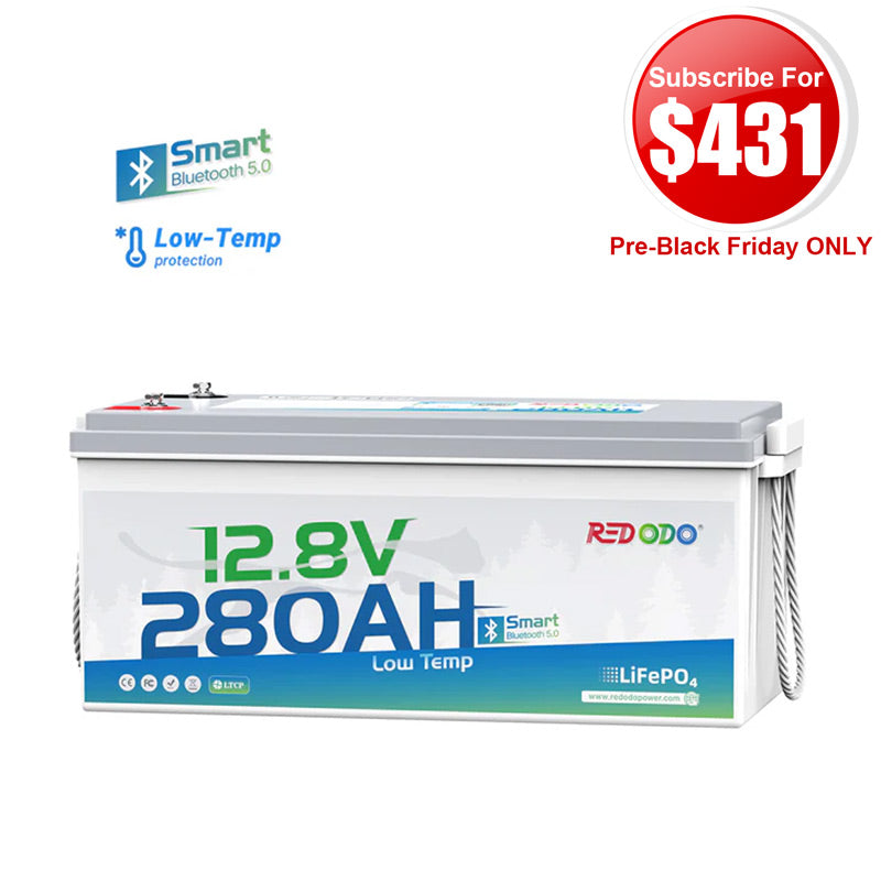 【$431 After Subscribe】Redodo 12V 280Ah Bluetooth Lithium Battery | Low Temp Protection | For RV, Marine, Solar