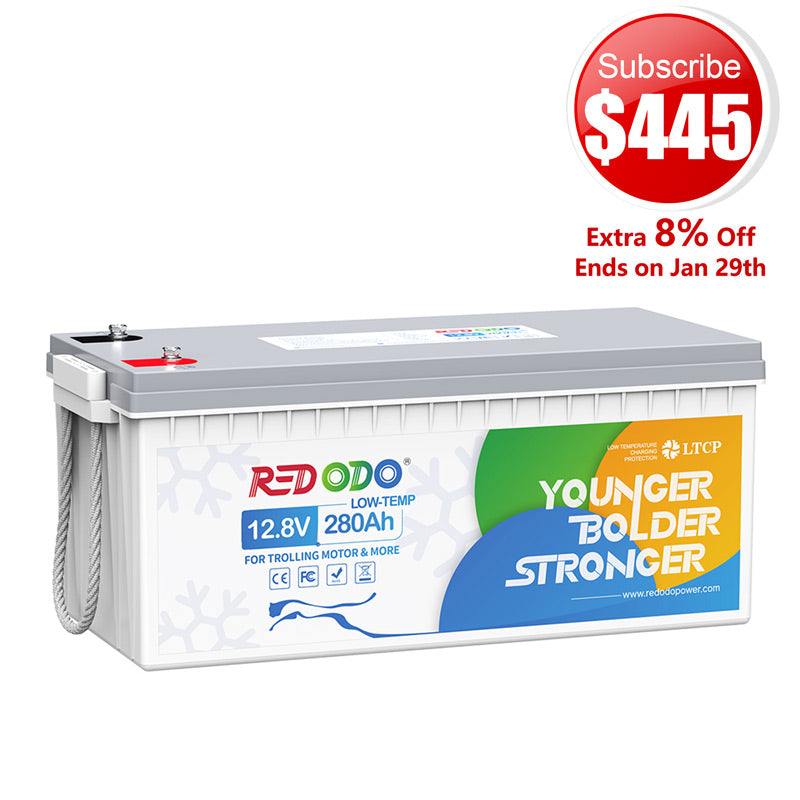 🔥【$445 After Subscribe】Redodo 12V 280Ah LiFePO4 Lithium Battery | Low Temp Protection | For RV, Marine, Solar