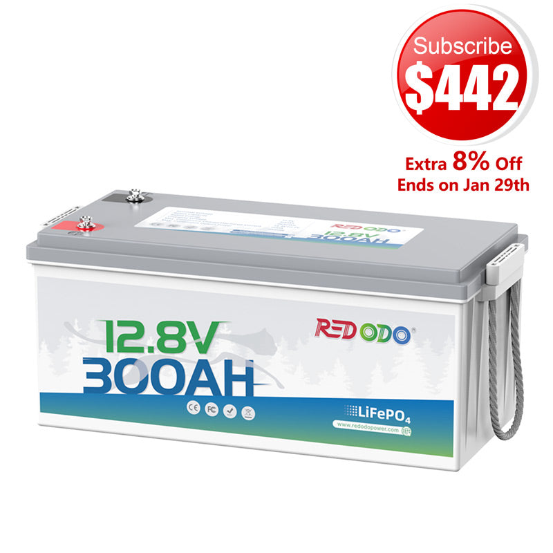🔥【$442 After Subscribe】 Redodo 12V 300Ah Lithium LiFePO4 Battery | Replaces 6*12V 100Ah AGM Batteries | RV, Marine, Solar
