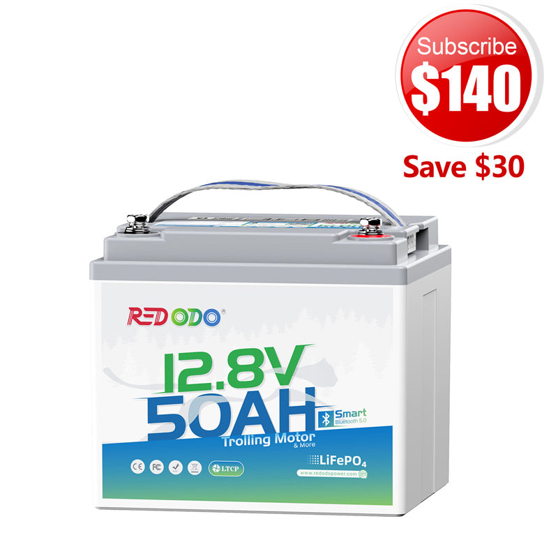 🔥【$140 After Subscribe】Redodo 12V 50Ah Bluetooth Battery for Trolling Motors (Up to 70lb Thrust)