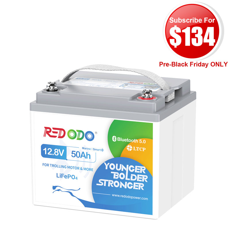 【$134 After Subscribe】Redodo 12V 50Ah Bluetooth Battery for Trolling Motors (Up to 70lb Thrust)