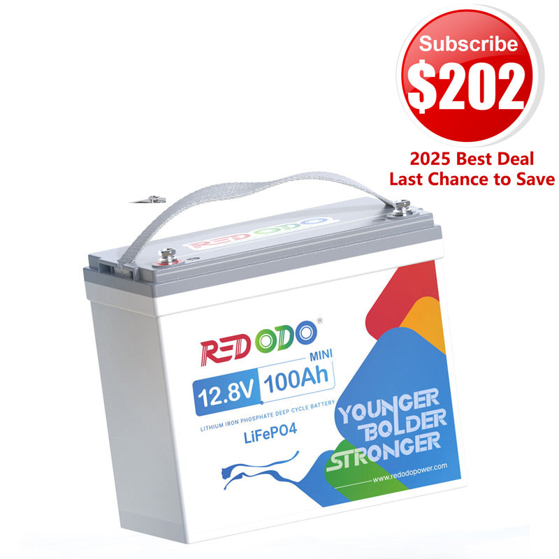 🔥【$202 After Subscribe】Redodo 12V 100Ah Mini Lithium LiFePO4 Battery | Smallest Battery | For RV, Trolling Motor, Solar
