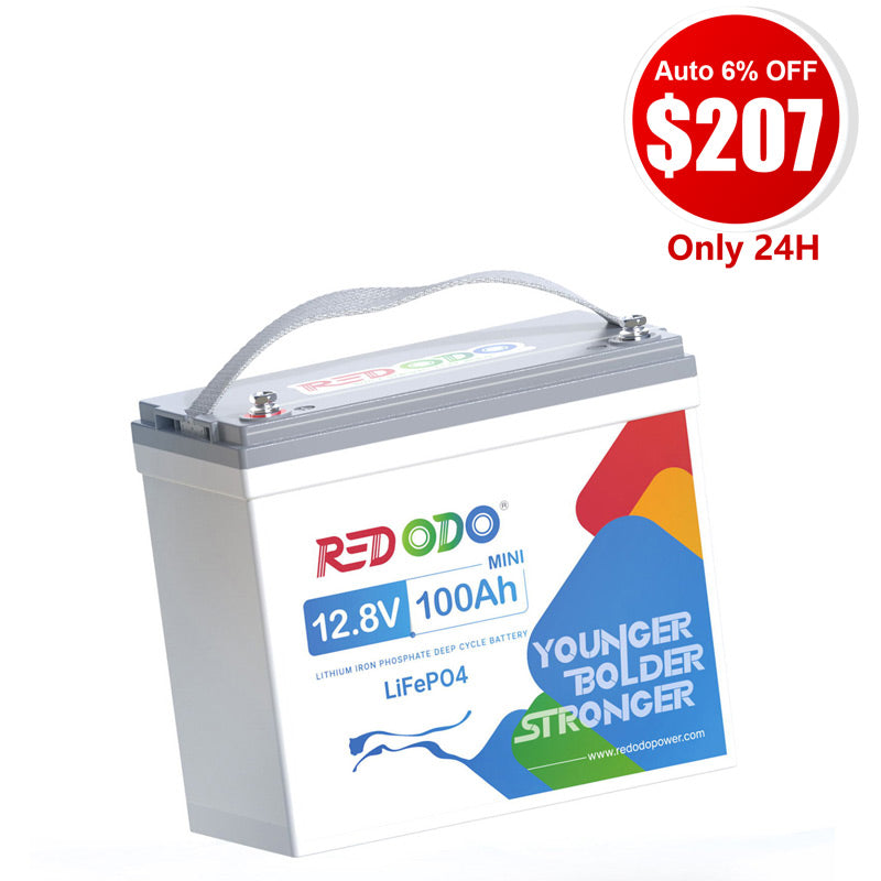 ⚡【$207 Only 24H】Redodo 12V 100Ah Mini Lithium LiFePO4 Battery | Smallest 12V Battery | For RV, Trolling Motor, Solar