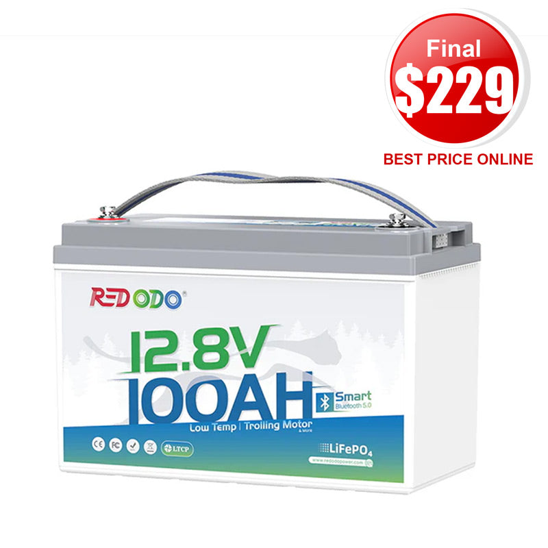 ⚡[Final $229] Redodo 12V 100Ah Group 31 Bluetooth Lithium Battery | Real-Time Battery Monitoring | For RV, Marine, Solar