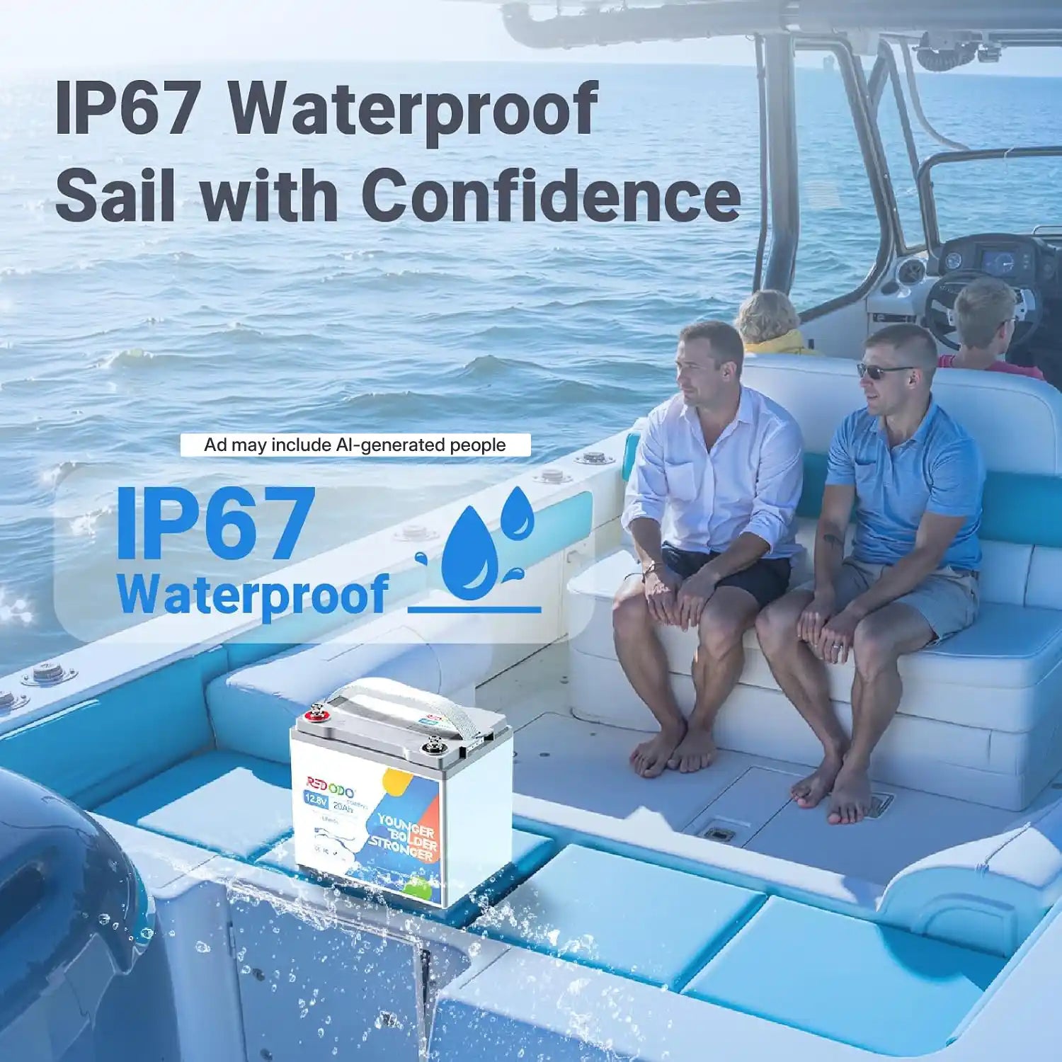 IP67 waterproof LiFePO4 marine cranking battery