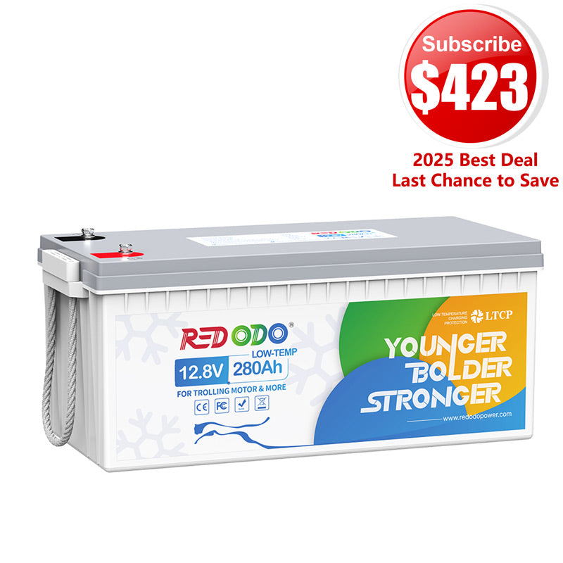 【$423 After Subscribe】Redodo 12V 280Ah LiFePO4 Lithium Battery | Low Temp Protection | For RV, Marine, Solar
