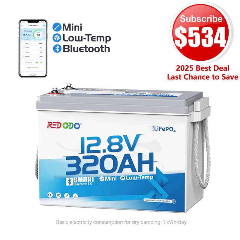 $534 Best Deal — Redodo 12V 320Ah Mini Bluetooth Lithium Battery | Best for Boondocking, Long Road Trip, Desert Trip