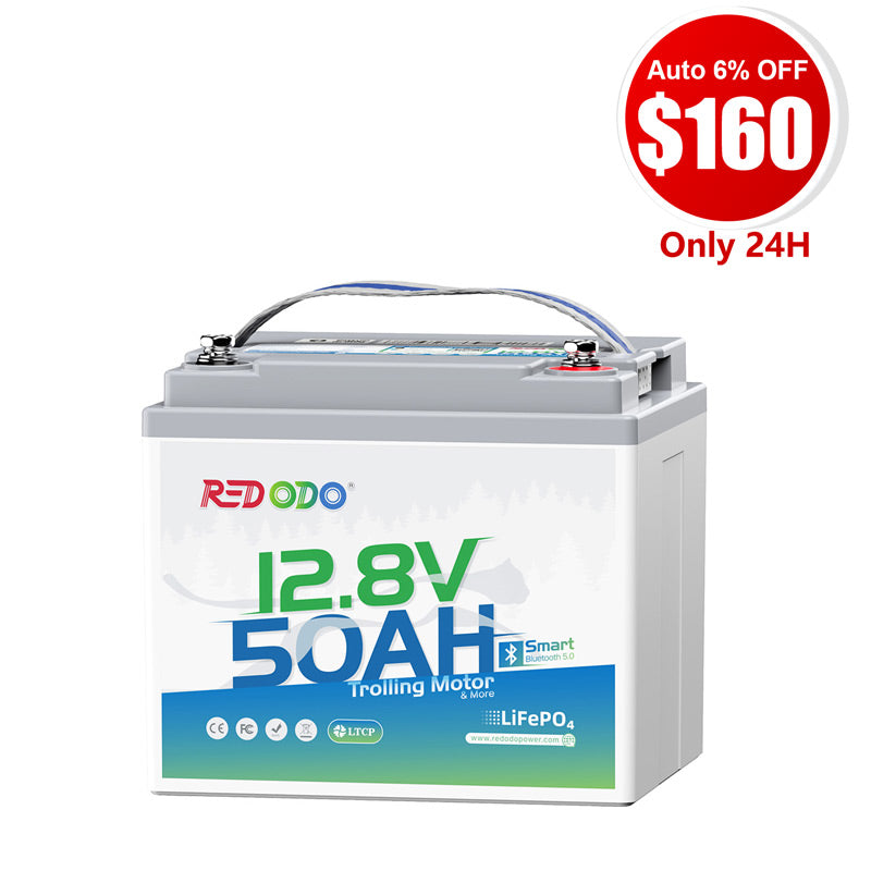 ⚡【$160 Only 24H】Redodo 12V 50Ah Bluetooth Battery for Trolling Motors (Up to 70lb Thrust)