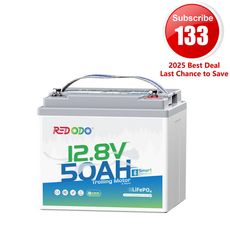 🔥【$133 After Subscribe】Redodo 12V 50Ah Bluetooth Battery for Trolling Motors (Up to 70lb Thrust)