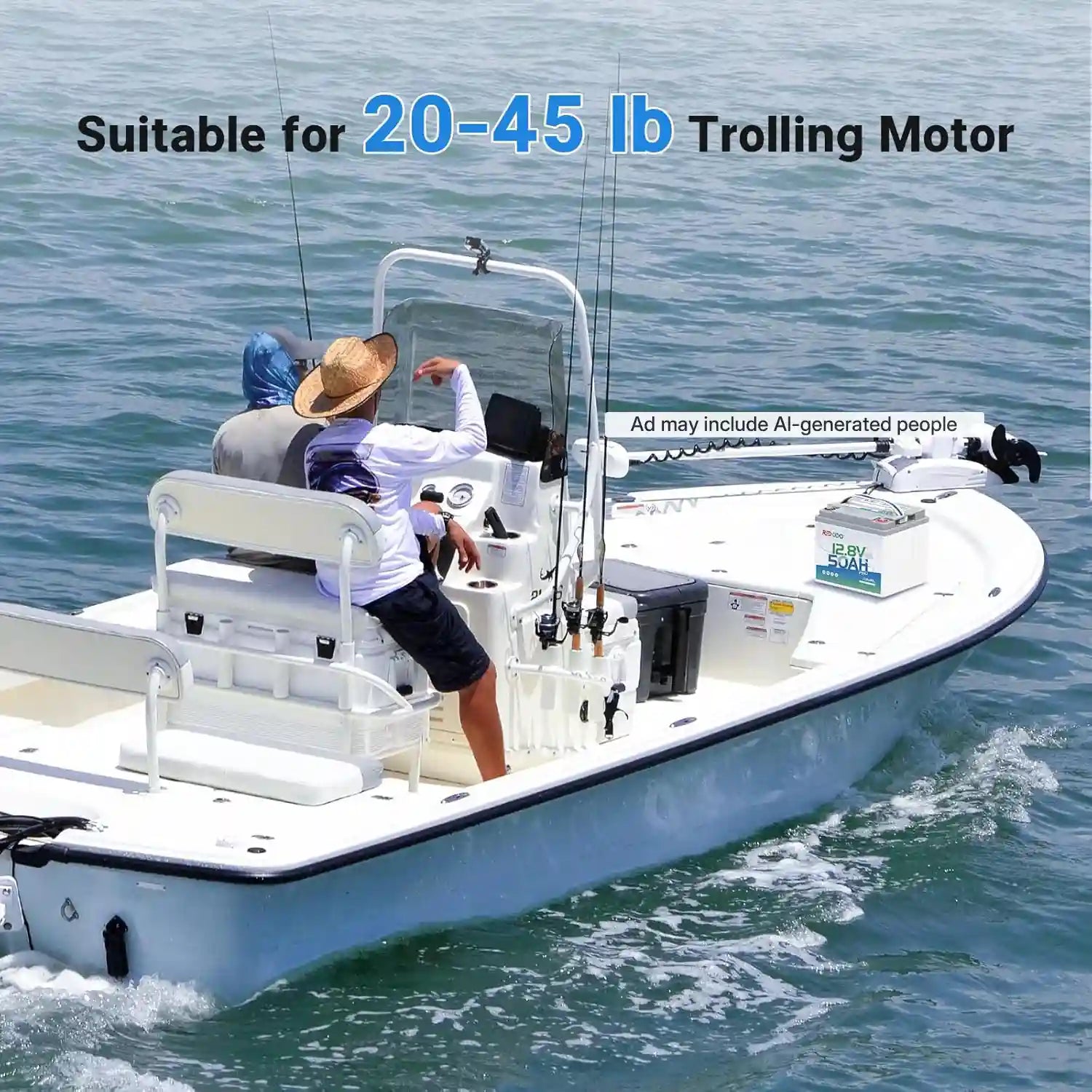 Redodo 12V 50Ah Lithium Battery suitable for 20-45 lbs trolling motors 