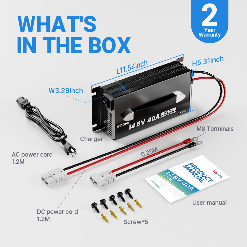 Pre-Order】Redodo 14.6V 40A Upgrade Handle LiFePO4 Battery Charger