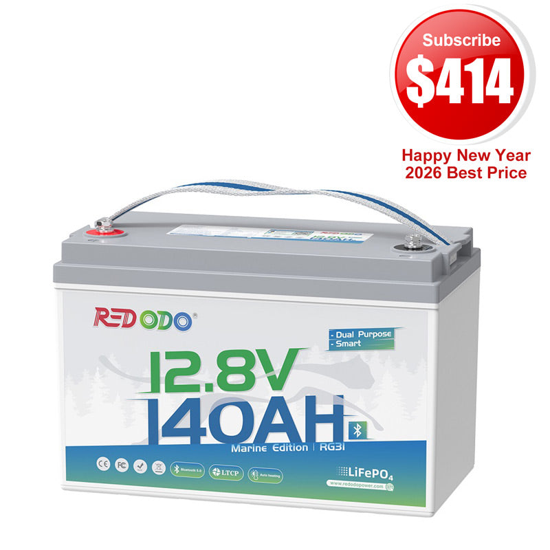 🔥【$414 After Subscribe】Redodo 12V 140Ah Dual Purpose Marine Battery, 1000 CCA | For Marine, Trolling Motor, RV