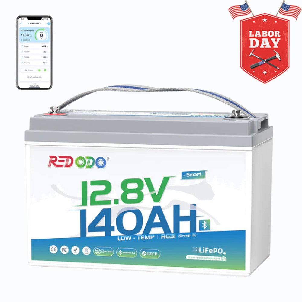 ⚡[Final $275] Redodo 12V 140Ah Group 31 Lithium Battery with Bluetooth | 40% More Capacity | For RV, Marine, Solar Home