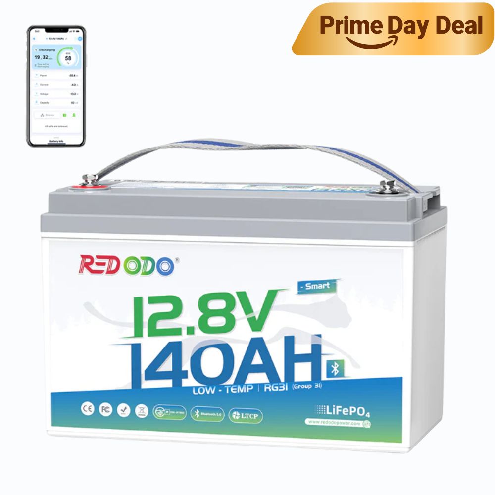 ⚡[Flash Price $266] Redodo 12V 140Ah Group 31 Lithium Battery with Bluetooth | 40% More Capacity | For RV, Marine, Solar Home