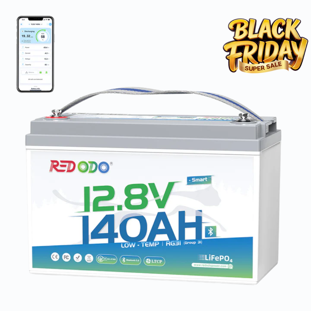 Redodo 12V 140Ah Group 31 lithium battery with Bluetooth