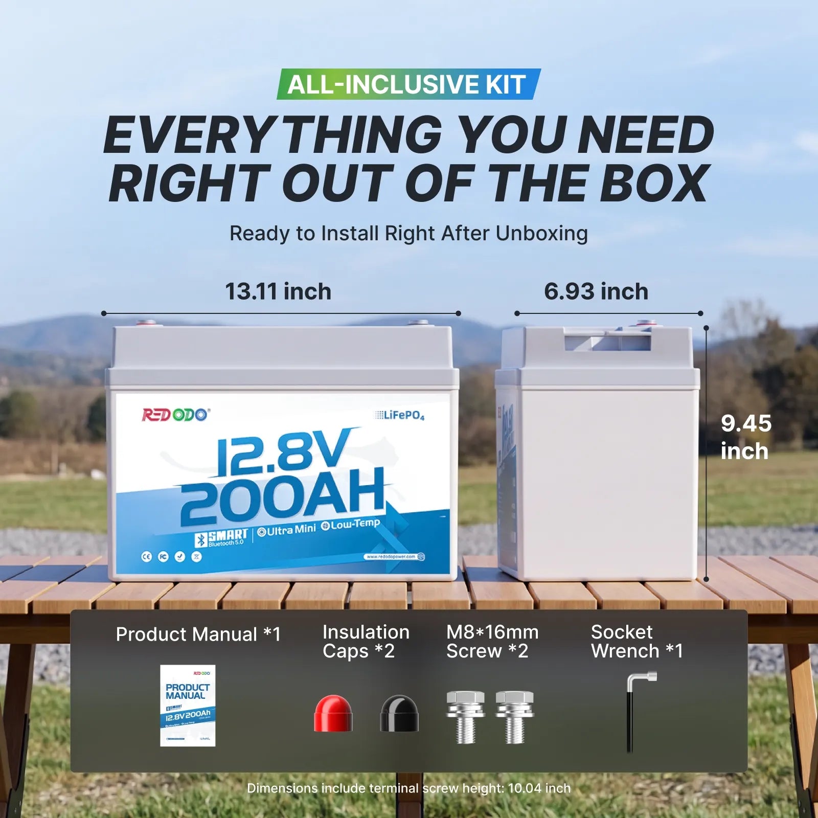Redodo 12V 200Ah Ultra Mini Group 31 Bluetooth Lithium Battery Box