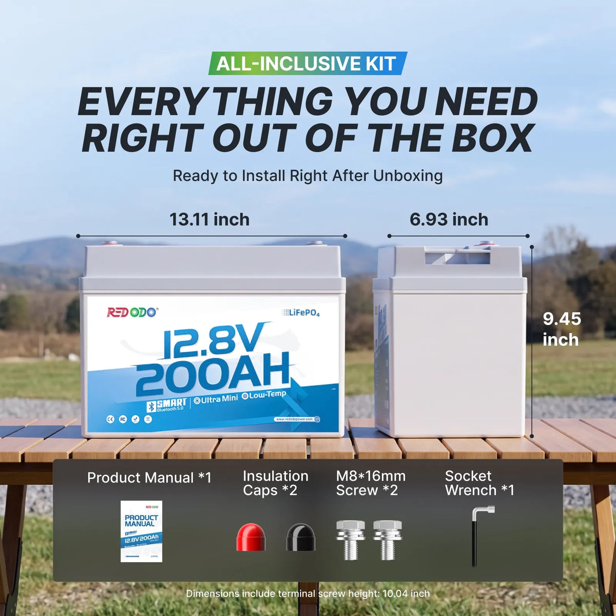 Redodo 12V 200Ah Ultra Mini Group 31 Bluetooth Lithium Battery Box