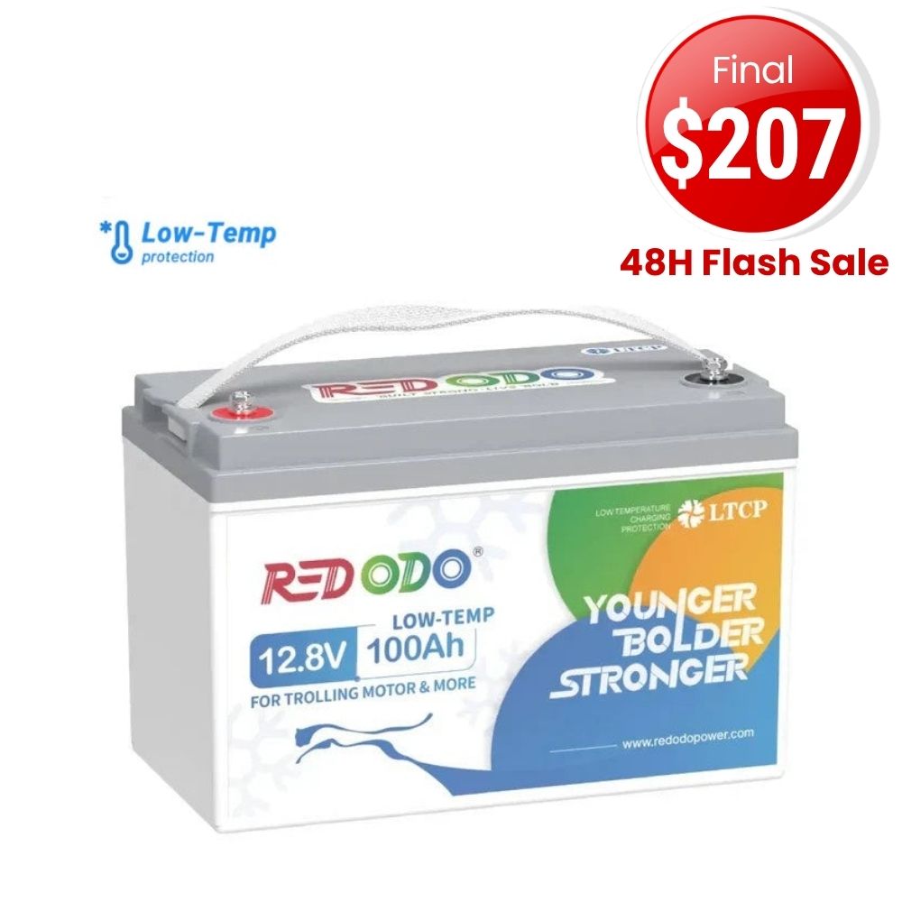 🔥【Sale $207 Only】Redodo 12V 100Ah Lithium Trolling Motor Battery With Low Temp Protection