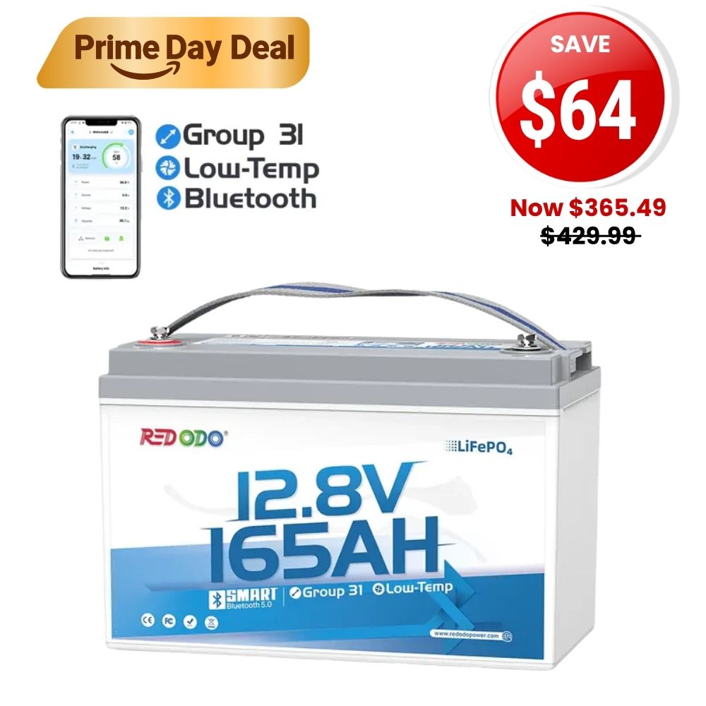 🔥【SAVE $64】Redodo 12V 165Ah Group 31 Bluetooth Lithium Battery | For RV, Marine, Solar Home