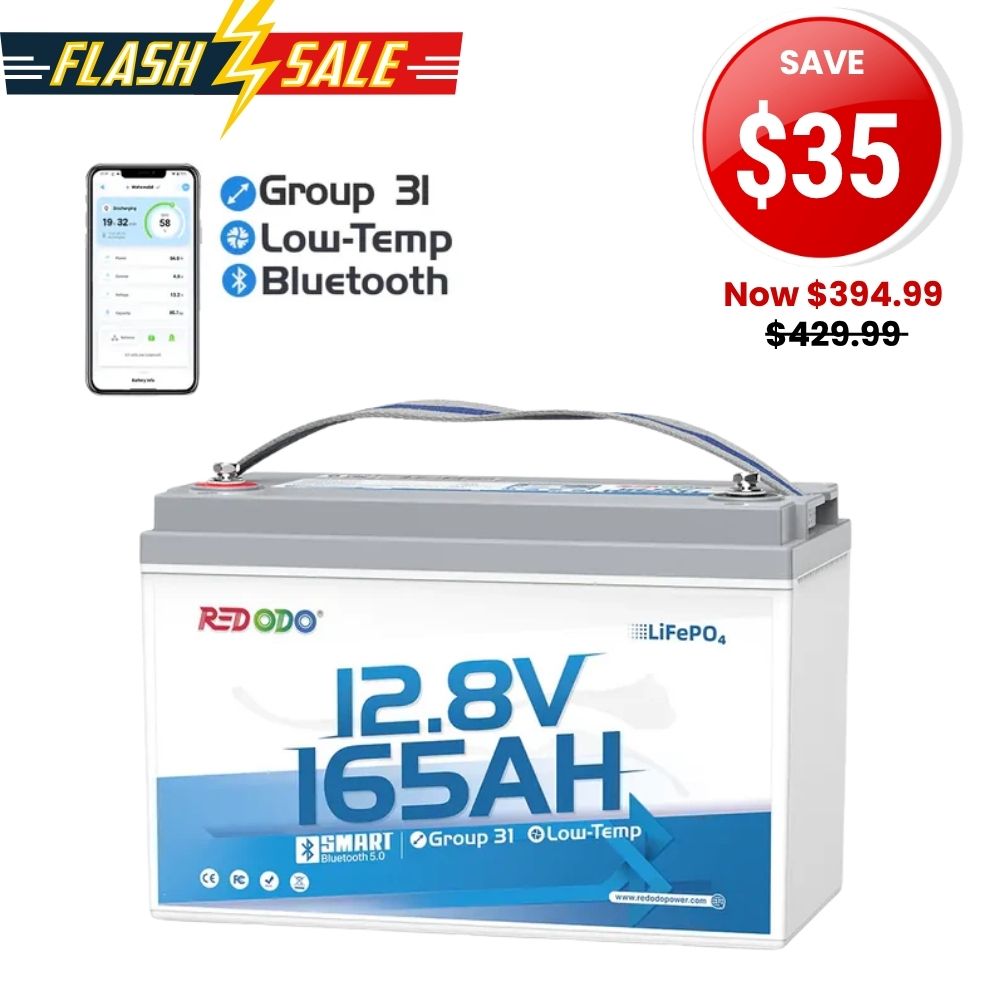 ⚡【SAVE $35】Redodo 12V 165Ah Group 31 Bluetooth Lithium Battery | For RV, Marine, Solar Home