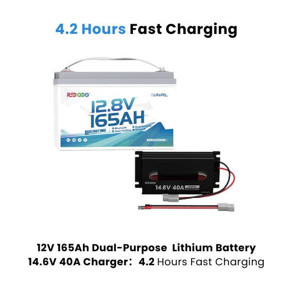Redodo 12V 165Ah 1200 CCA Group 31 Dual-Purpose Lithium Marine Battery | Starting • Trolling • Electronics— All from One