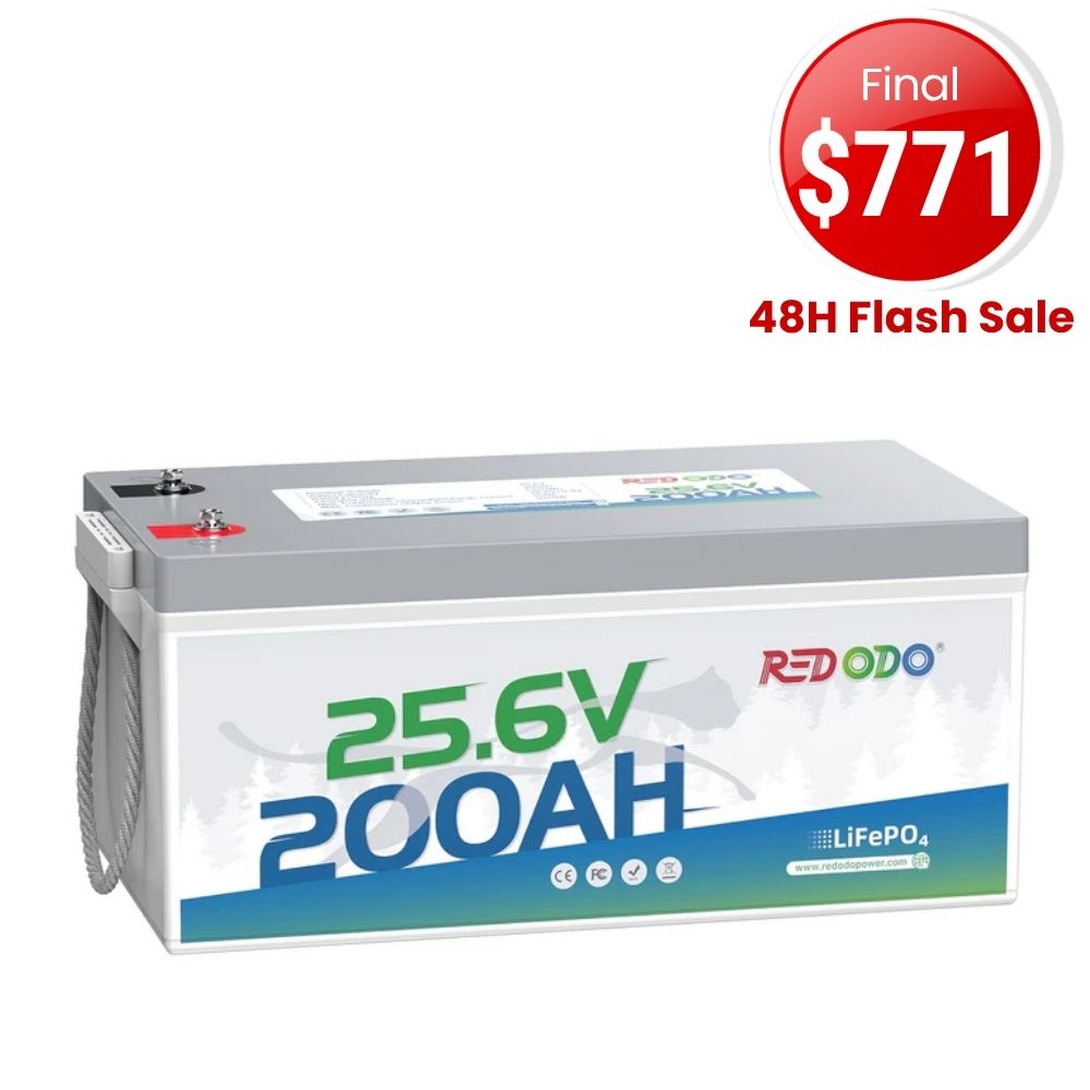 🔥【Sale $771 Only】Redodo 24V 200Ah LiFePO4 Lithium Group 8D Battery | Marine, Solar Home, Home Backup