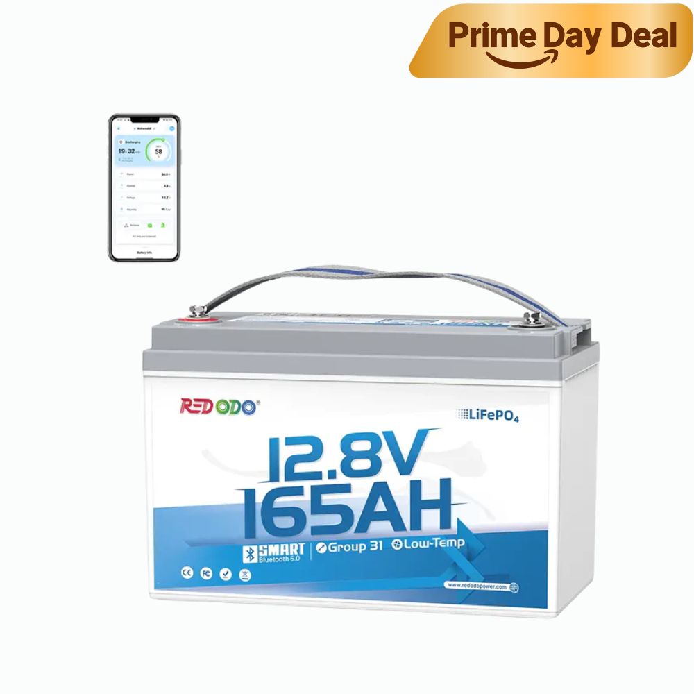 【$266 After Subscription】Redodo 12V 165Ah Group 31 Bluetooth Lithium Battery | For RV, Marine, Solar Home