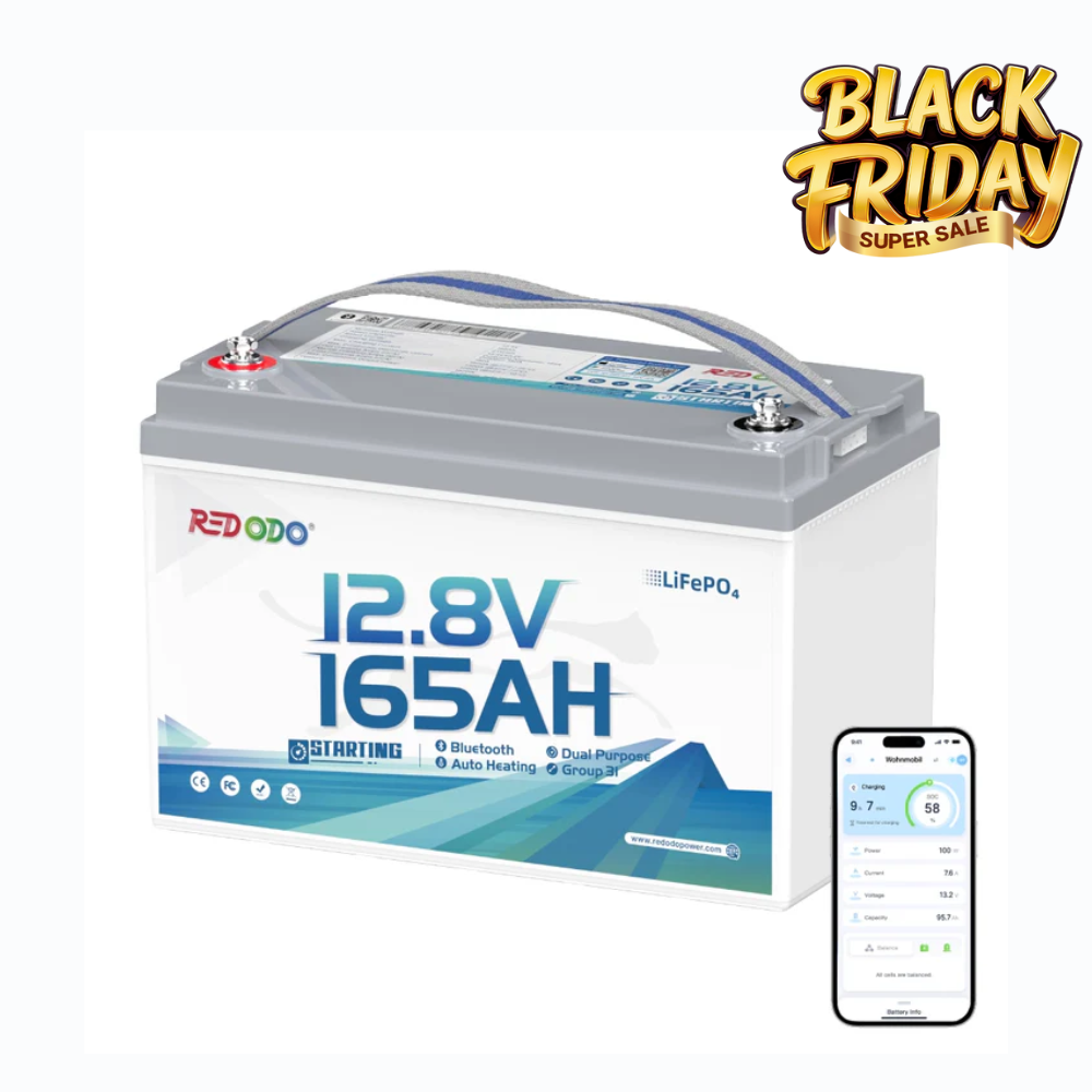 【Final $451】Redodo 12V 165Ah 1200CCA Dual-Purpose Lithium Bluetooth Marine Battery with Self Heating
