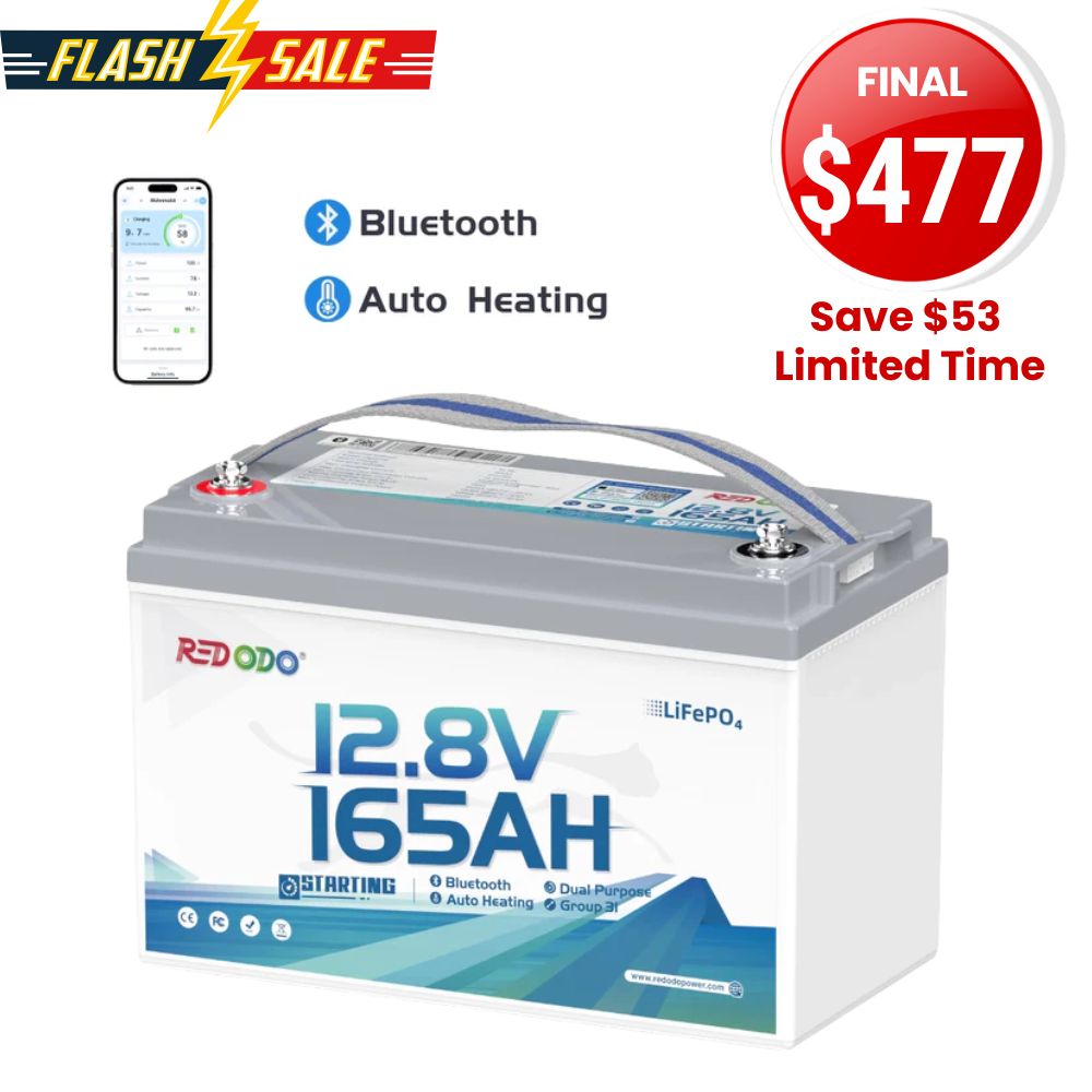 ⚡【Falsh Sale】Redodo 12V 165Ah 1200 CCA Group 31 Dual-Purpose Lithium Marine Battery | Starting • Trolling • Electronics— All from One
