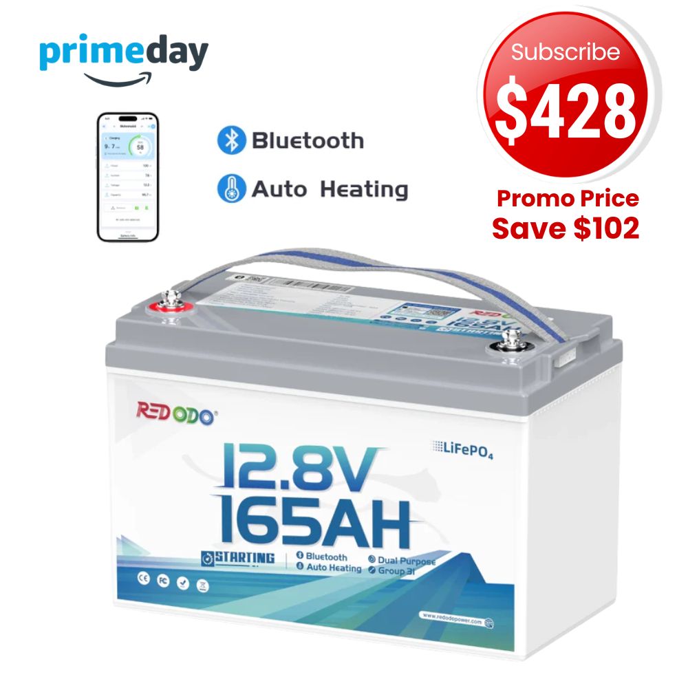🔥【Prime Big Deal】Redodo 12V 165Ah 1200 CCA Group 31 Dual-Purpose Lithium Marine Battery | Starting • Trolling • Electronics— All from One
