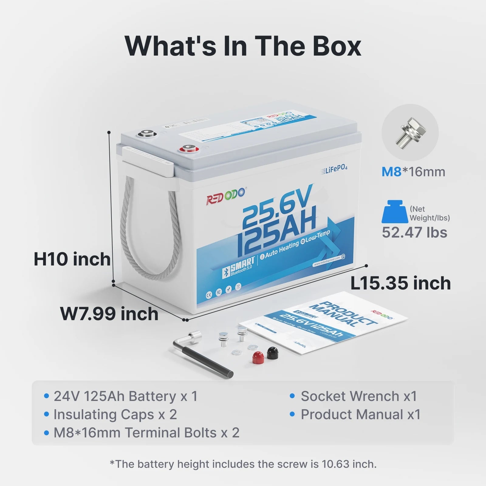 【Pre-Order】Redodo Apex Mini 24V 125Ah Deep Cycle LiFePO4 Battery with Bluetooth, Self-Heating | For 24V Trolling Motor, RV, Marine & Off-Grid Systems