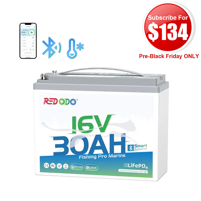 【$134 After Subscribe】Redodo 16V 30Ah Lithium Fish Finder Battery with Bluetooth