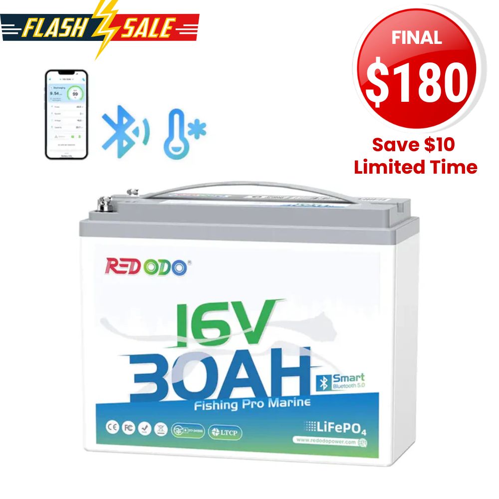⚡【Falsh Sale】Redodo 16V 30Ah Lithium Fish Finder Battery with Bluetooth