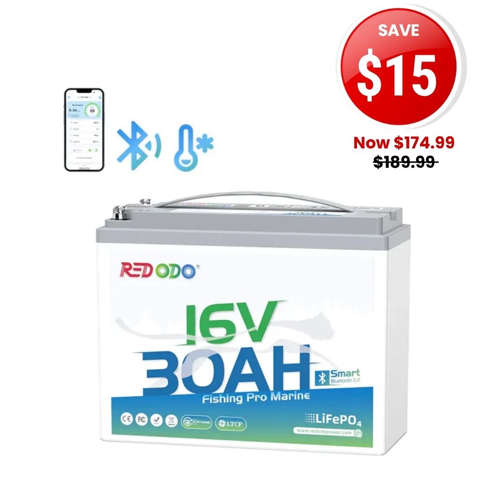 🎃【SAVE $15】Redodo 16V 30Ah Lithium Fish Finder Battery with Bluetooth