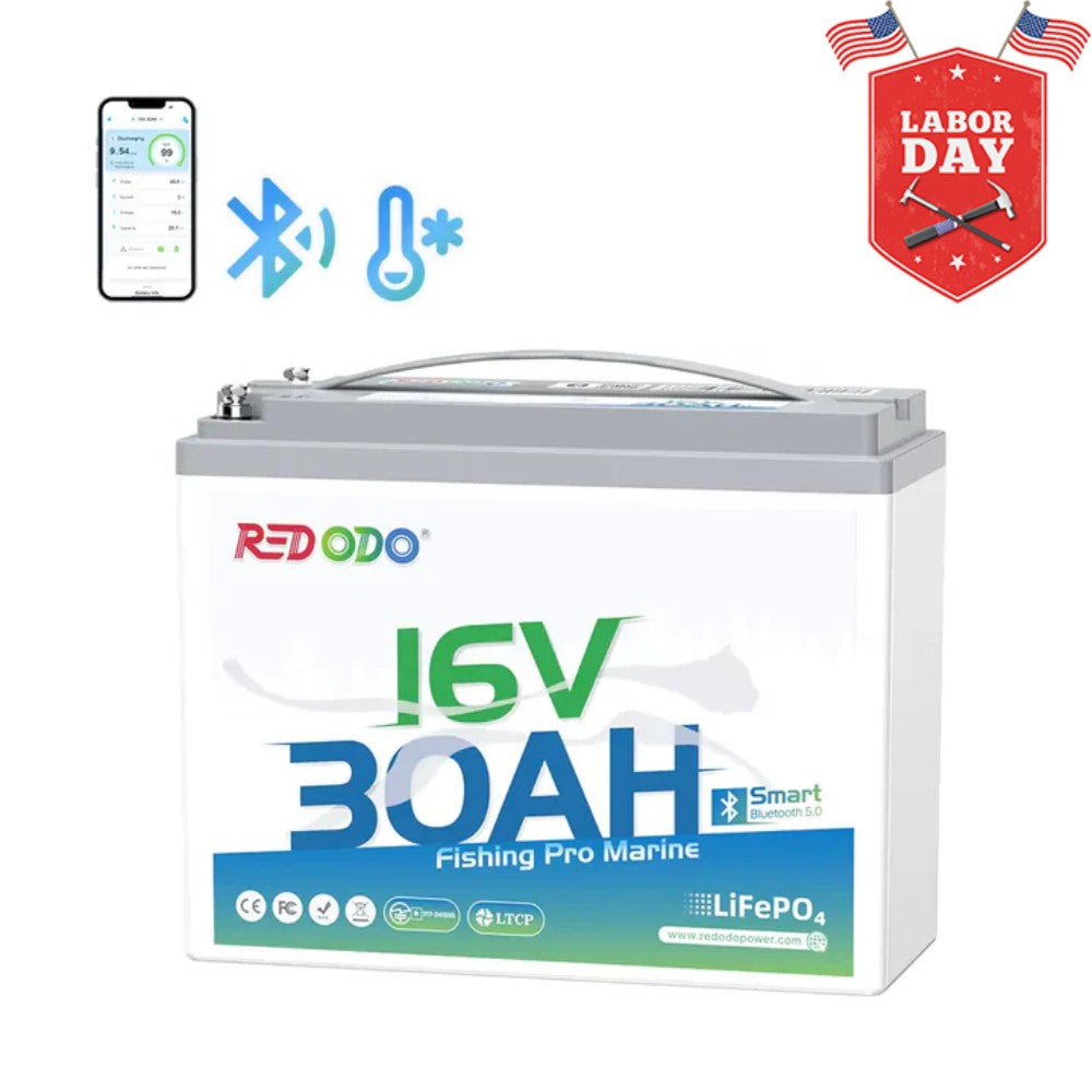 Redodo 16V 30Ah Lithium Fish Finder Battery with Bluetooth