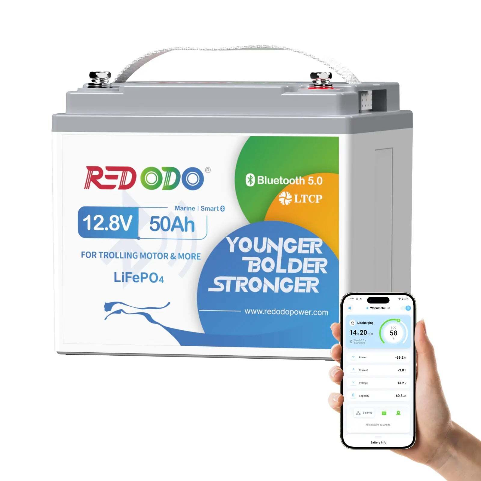 【Like New】Redodo 12V 50Ah Bluetooth Battery for Trolling Motors (Up to 70lb Thrust)