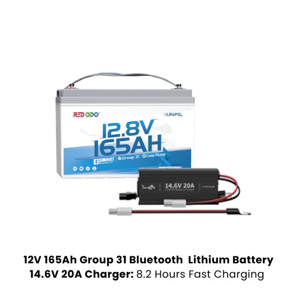 12V 165Ah lithium battery with 12V 20A charger 
