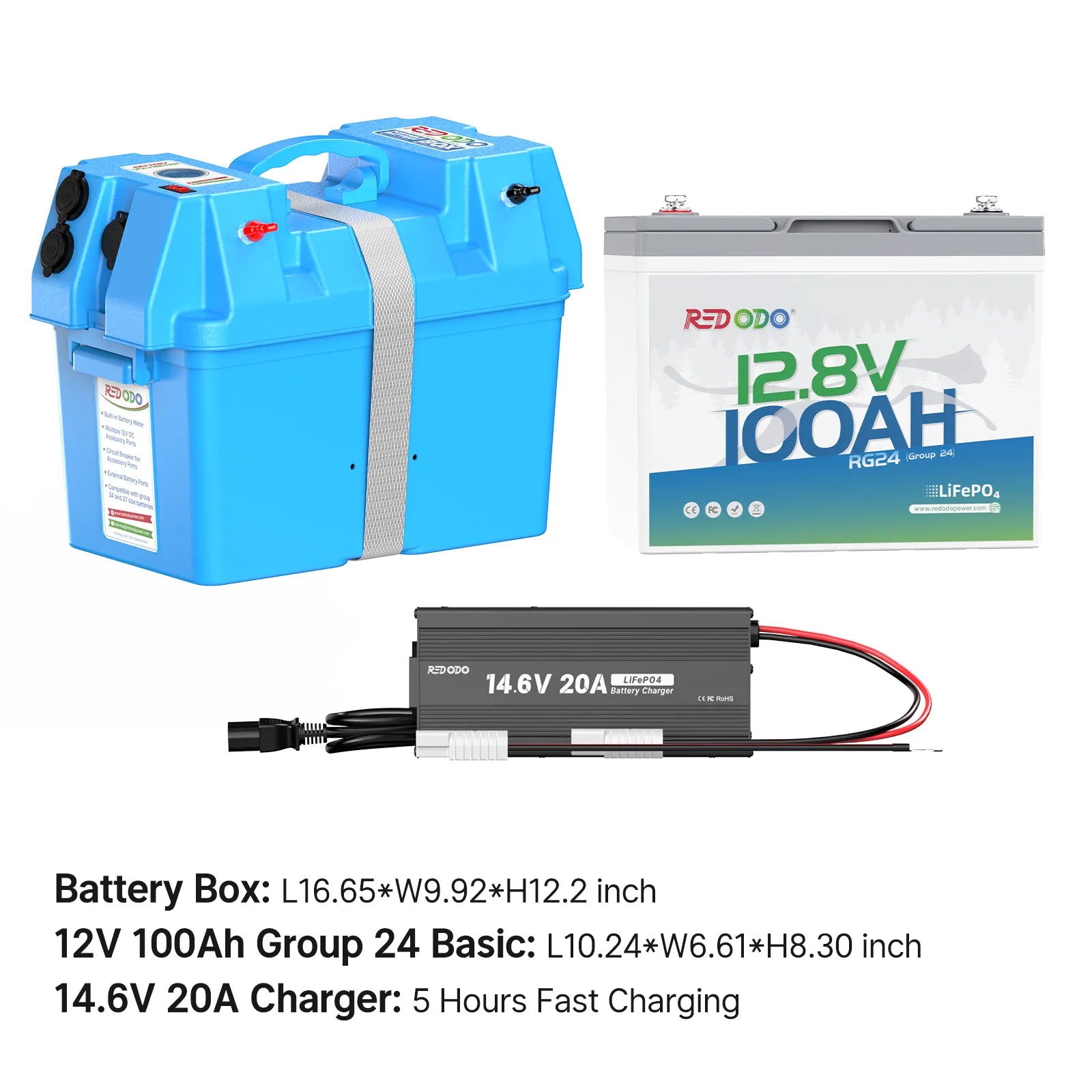 🔥【Subscribe for $193】Redodo 12V 100Ah Group 24 Deep Cycle LiFePO4 Lithium Battery | For Home, RV, Marine