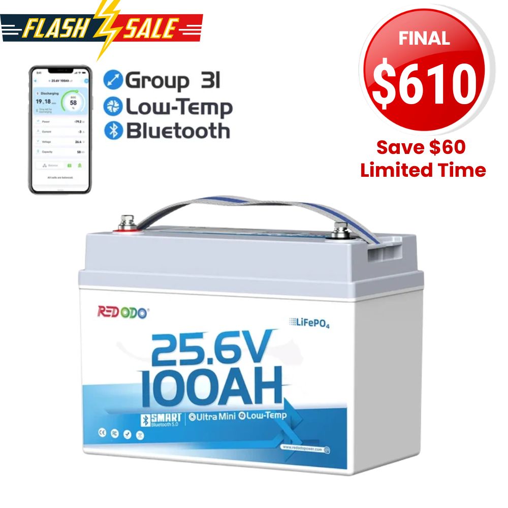 ⚡【Flash Sale】Redodo 24V 100Ah Group 31 Trolling Motor Bluetooth Lithium Battery | For 70-100 lb Thrust
