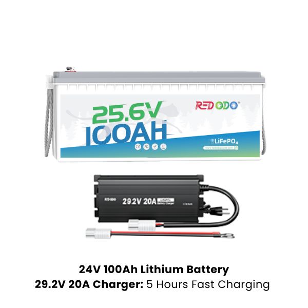 Redodo 24V 100Ah LiFePO4 Lithium Battery  | Marine, RV, Solar Home, Home Backup
