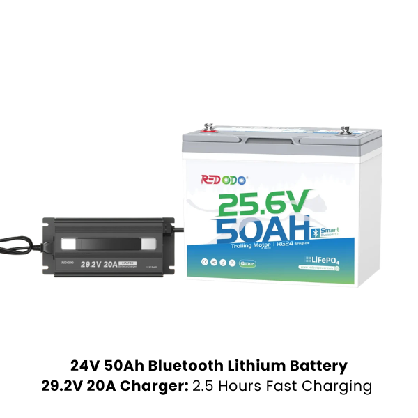 Redodo 24V 50Ah Bluetooth Lithium Trolling Motor Battery | For 24V Trolling Motors with up to 100 lbs