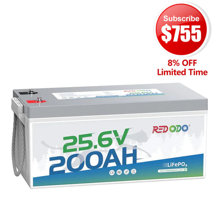 🔥【Subscribe for $755】Redodo 24V 200Ah LiFePO4 Lithium Group 8D Battery | Marine, Solar Home, Home Backup