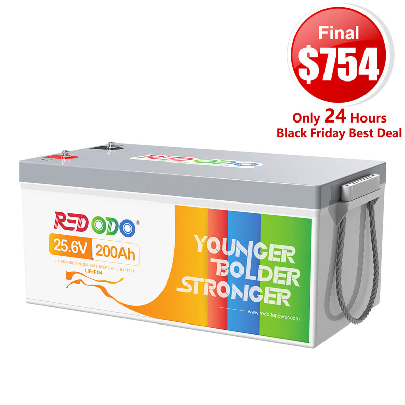 🔥【$754 Only 24H】Redodo 24V 200Ah LiFePO4 Lithium Battery | Marine, Solar Home, Home Back up